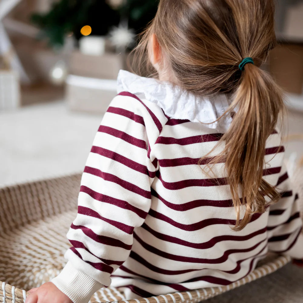 Maroon Stripe Cotton Sweatshirt