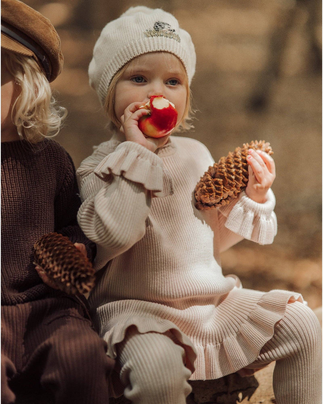 Beige Frilly knit blouse