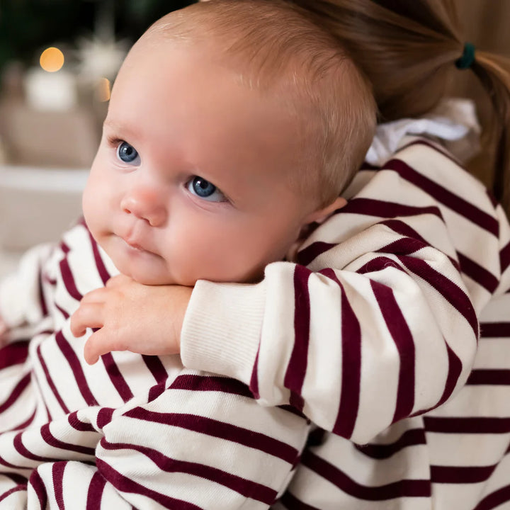 Maroon Stripe Cotton Sweatshirt