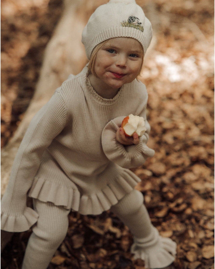 Beige Frilly knit blouse