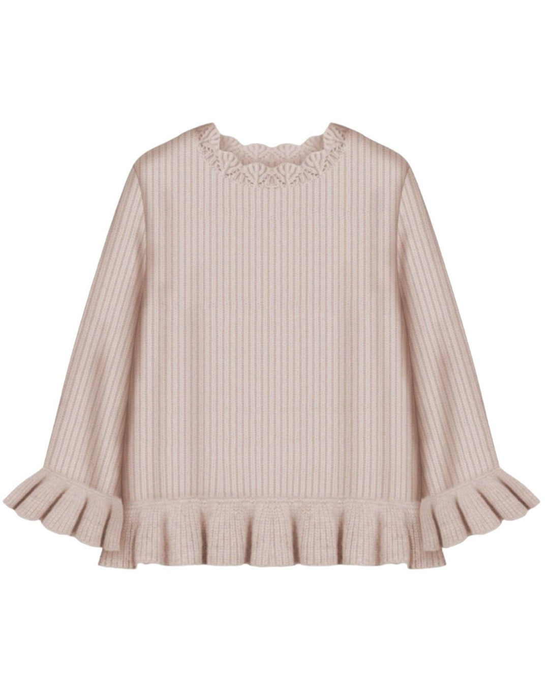 Beige Frilly knit blouse