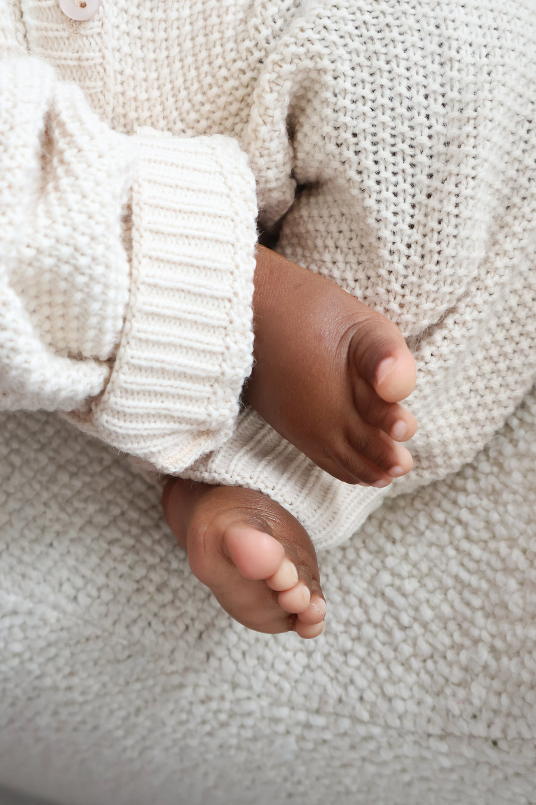 Scallop Edge Knitted Onesie Beige