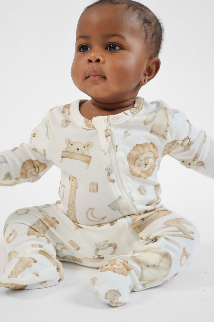 Bamboo Giraffe Zip Romper