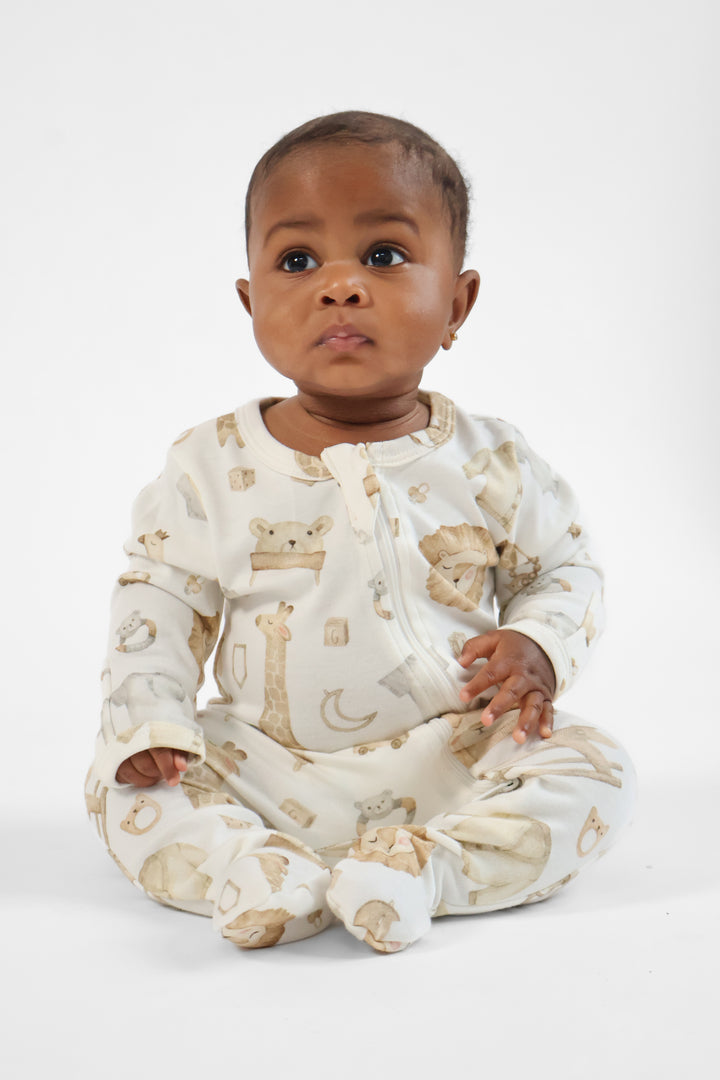 Bamboo Giraffe Zip Romper