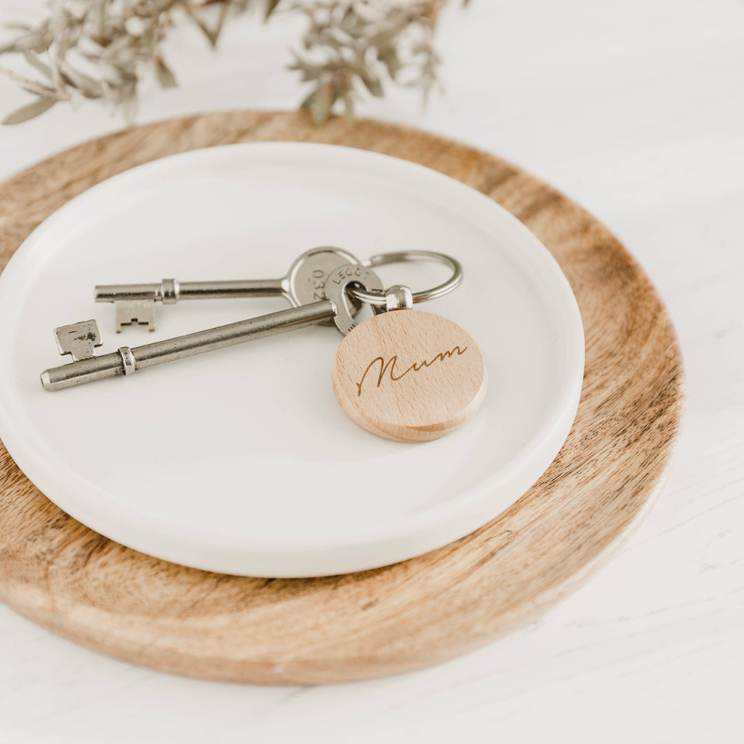 Mummy Wooden Engraved Keyring