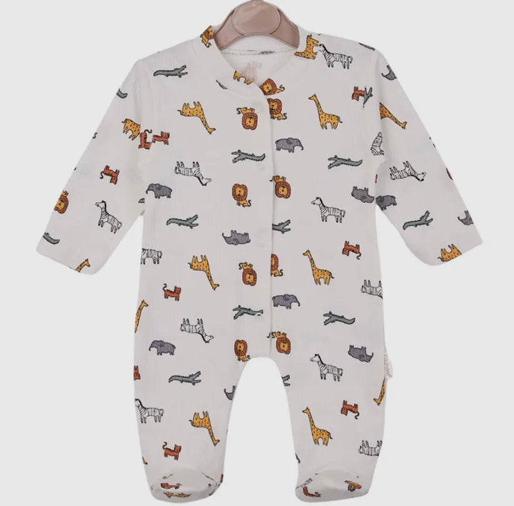 Organic Cotton Animal Print Baby Grow